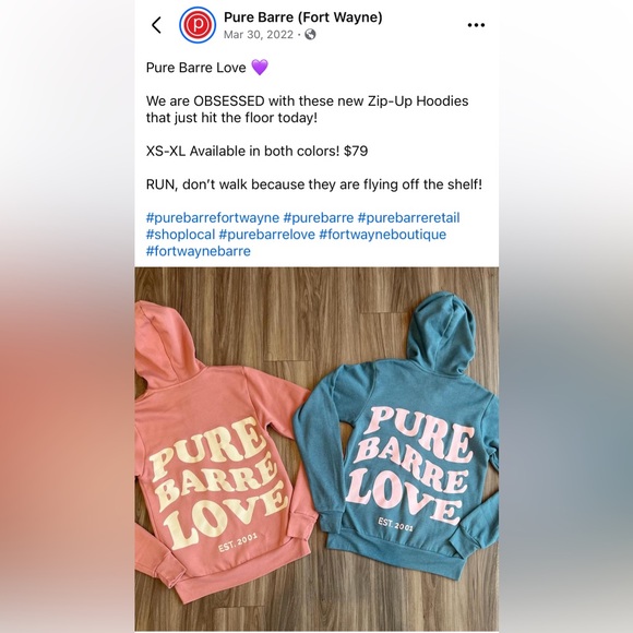 Pure Barre Love Zip-Up Hoodie - Picture 5 of 5